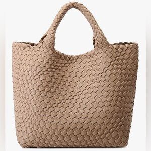 Elegant Tan Woven Tote Bag